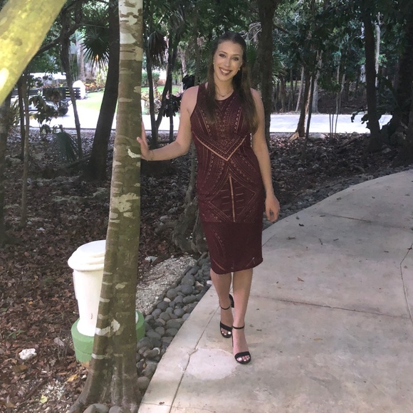 Maroon Halter Bodycon Dress - Picture 7 of 7